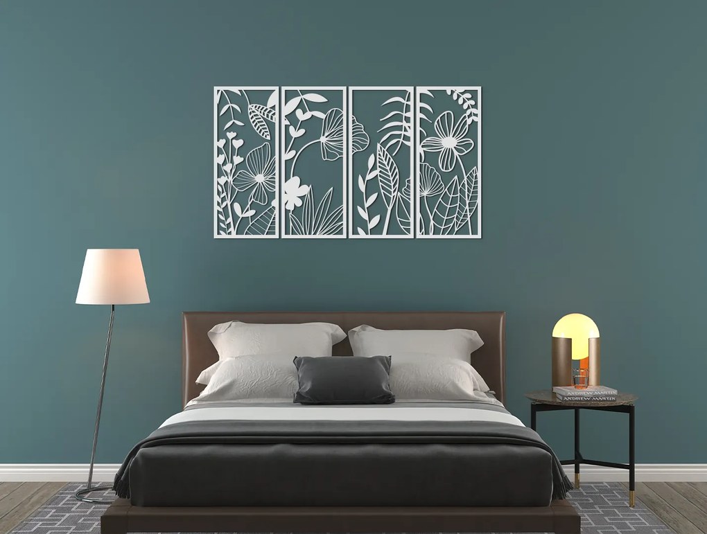 drevko Viacdielny drevený obraz Lúčne kvety Rozmer obrazu: 37 x 65 cm, Farba dekorácie: Čierna