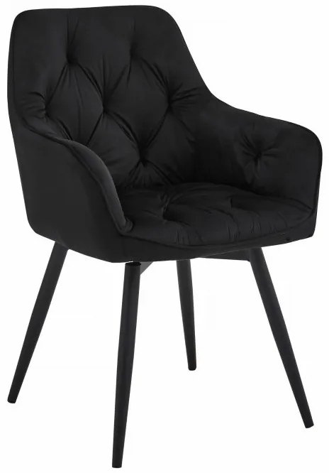 Set dvoch jedálenských otočných stoličiek JORK360 zamatové, čierne (čierne nohy) 2 ks