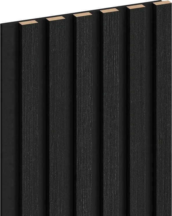 Mexen Lam-F, akustické stenové lamely 275 × 30 cm, plstený podklad 8 mm, technická dyha, dub čierny striebristý, S105-275307-3015-025