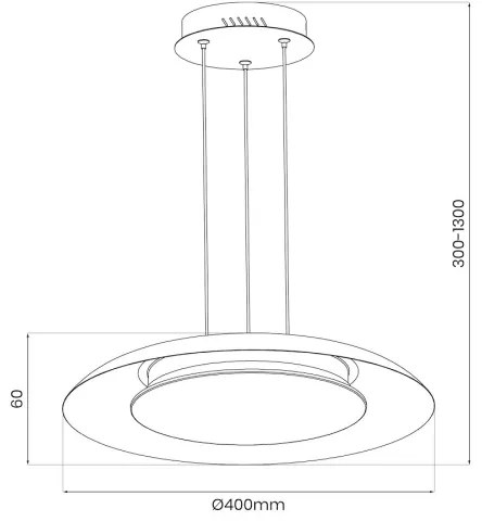 LED závesný luster na lanku PIATTINO LED/30W/230V 2700/3200/4000K pr. 40 cm čierna/zlatá