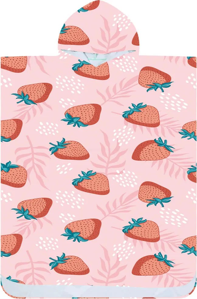 Plážové pončo STRAWBERRIES ružové 80x145 cm