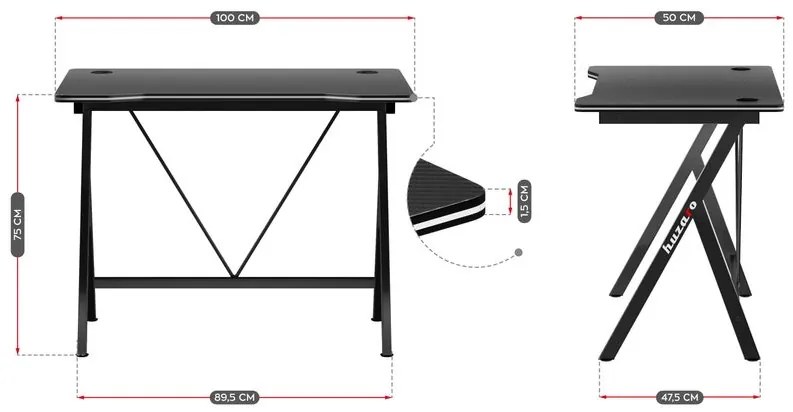 Huzaro Herný stôl Hero 1.4 - černá