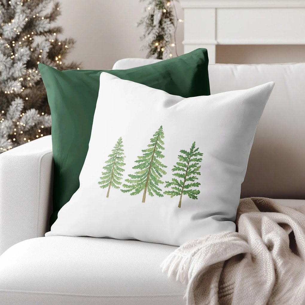 Goldea vianočná dekoračná obliečka na vankúš - zimné stromčeky 45 x 45 cm