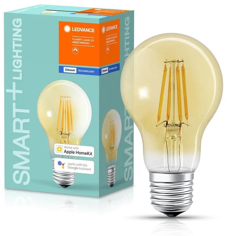 LEDVANCE Inteligentná LED žiarovka SMART+ BT, E27, A55, 6W, 725lm, 2400K, teplá biela, jantárová