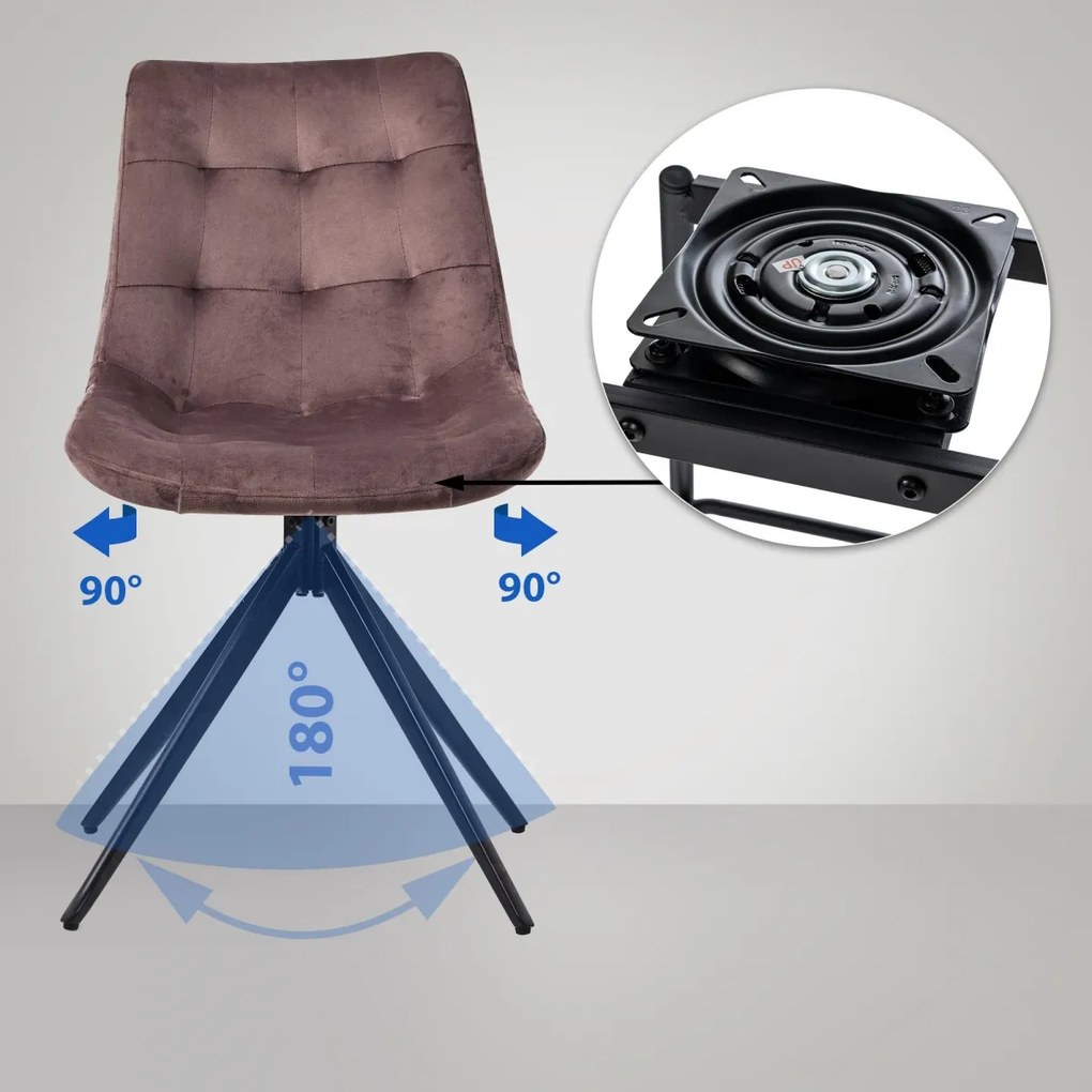 Jedálenská stolička Merna - zamat - Hnedá