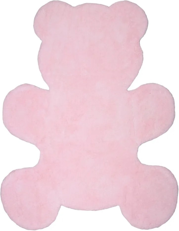 Detský ružový ručne vyrobený koberec Nattiot Little Teddy, 80 × 100 cm