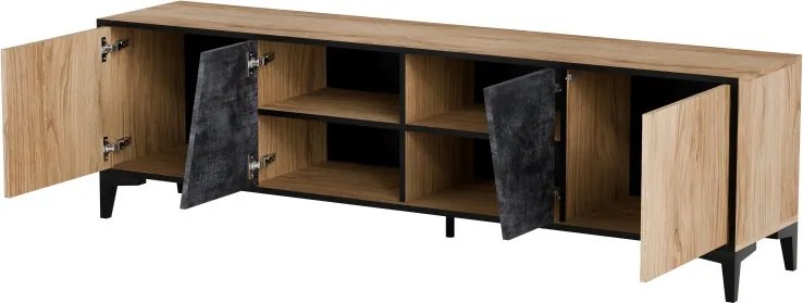 TV stolík OVO 180 cm sivý betón/dub antický