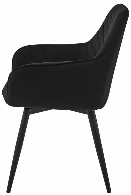 Jedálenská otočná stolička NANA360 zamatová, čierna (čierne nohy)