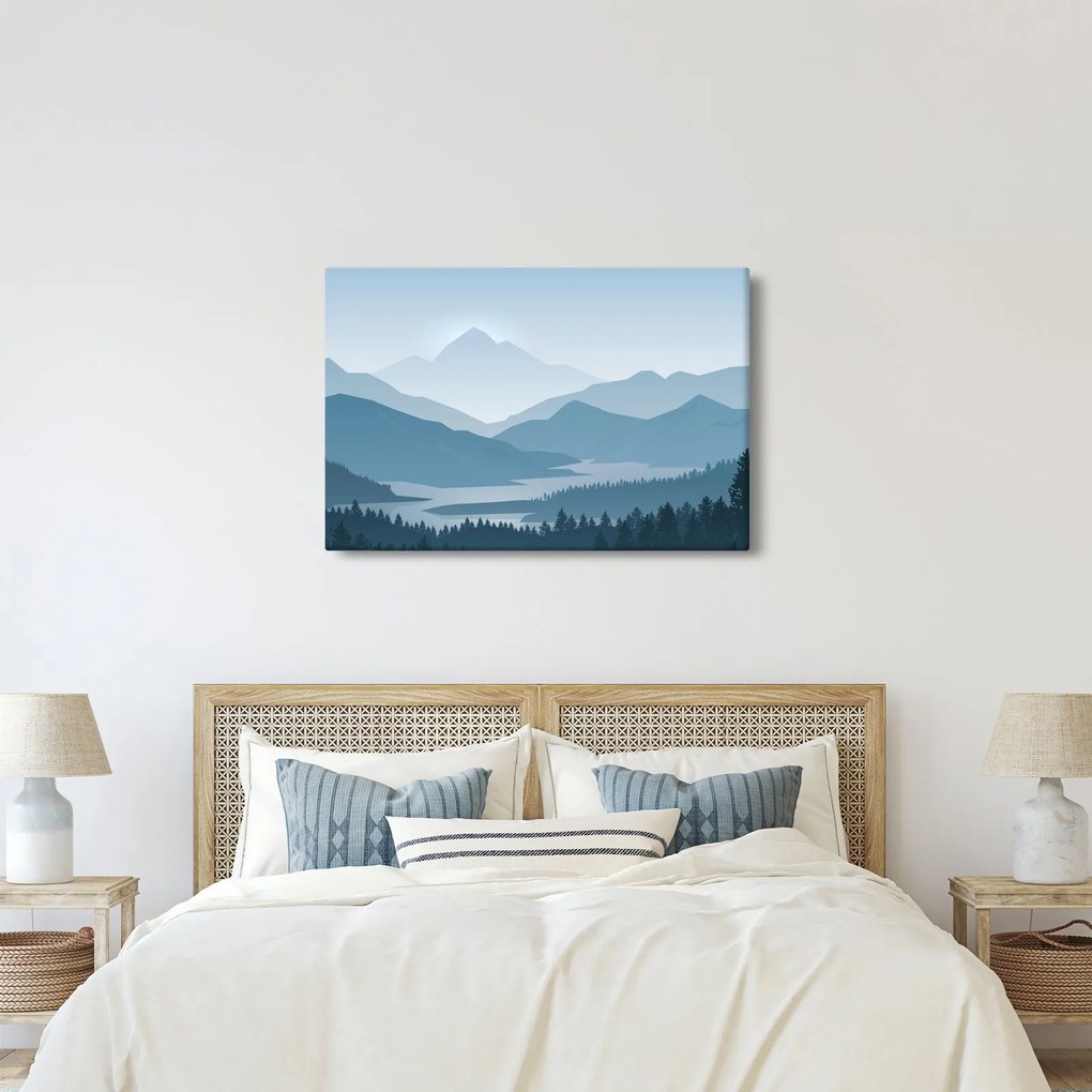 Obraz - Hory pohľadom grafika (90x60 cm)