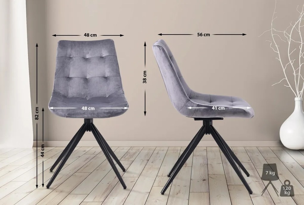 Jedálenská stolička Merna - zamat - Tmavo sivá