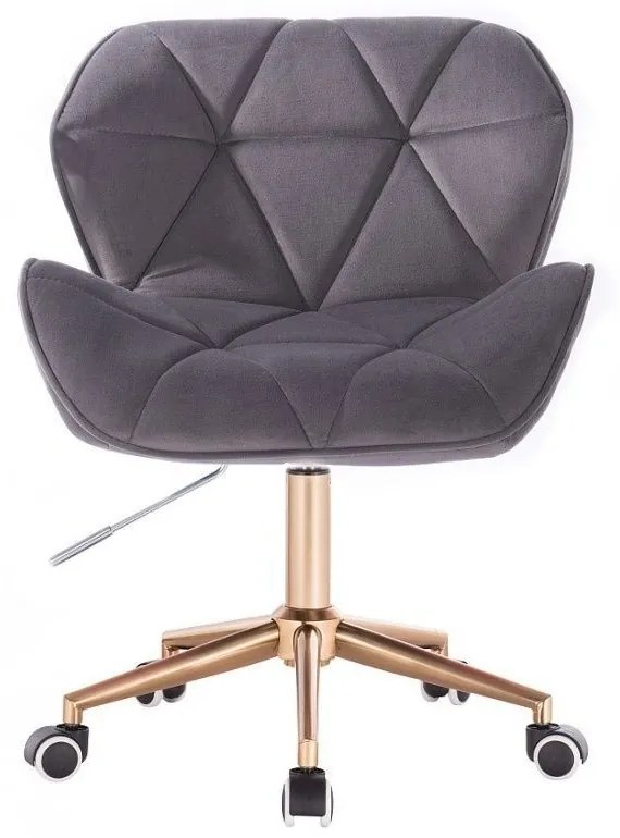 LuxuryForm DESIGN Stolička MILANO VELUR na zlatej podstave s kolieskami - tmavo šedá