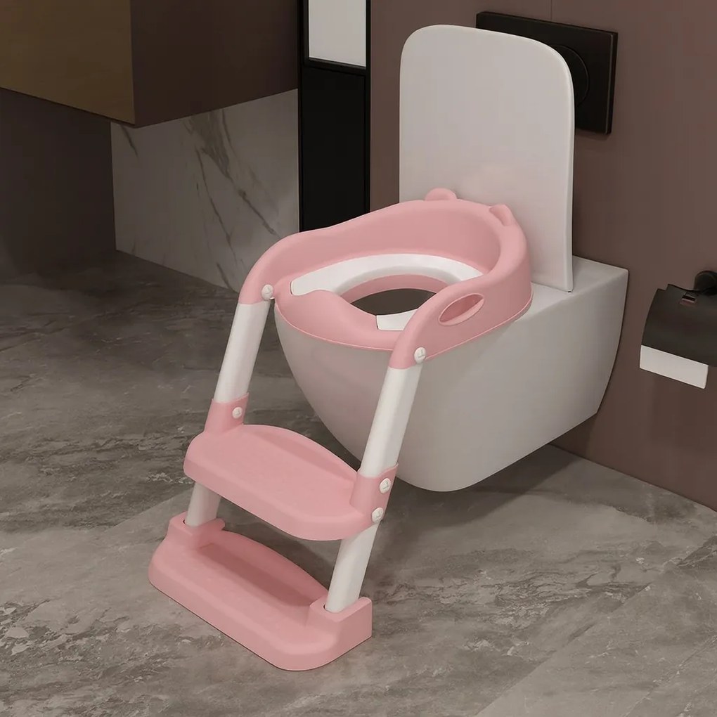 Detské schodíky 03 s nástavcom na WC ružové