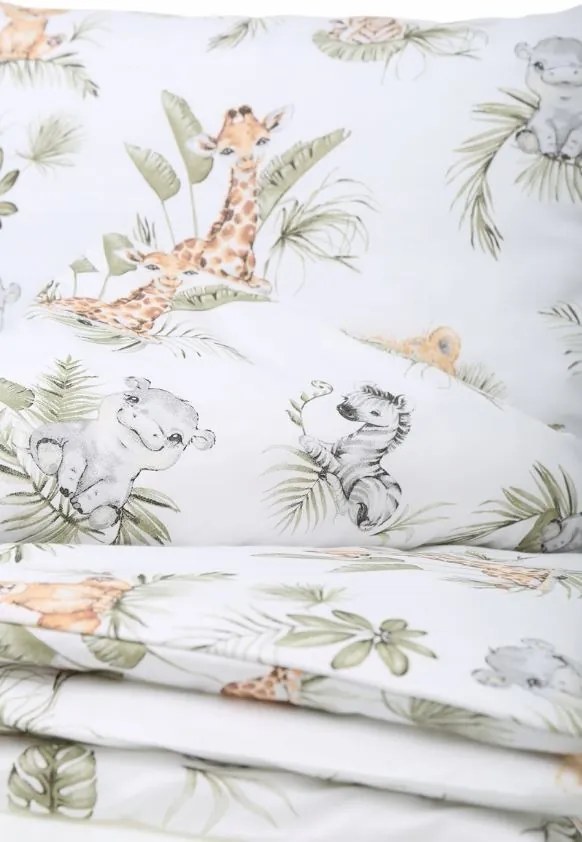 Detské bavlnené obliečky do postieľky 135x100 cm BABYMAM PREMIUM - Africké zvieratká