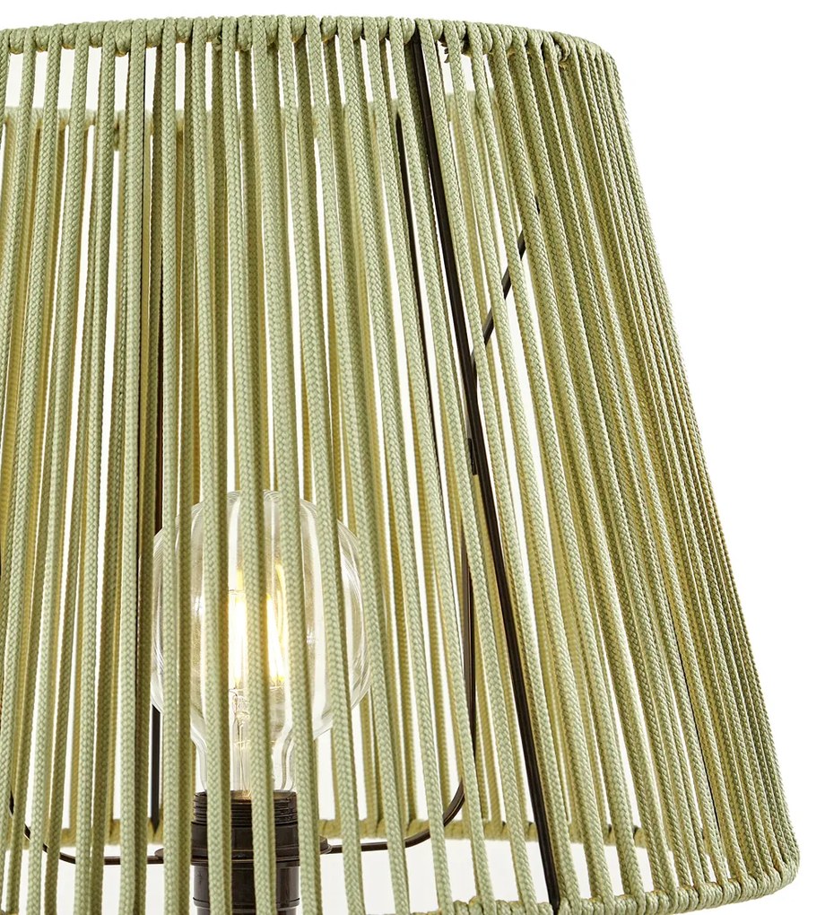 Vonkajšia stojaca lampa čierna so zeleným lanovým tienidlom IP44 - Virginia Jayla