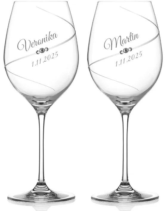 Dekorant Svadobné poháre na červené víno Silhouette City s kamínky Swarovski 470 ml 2KS