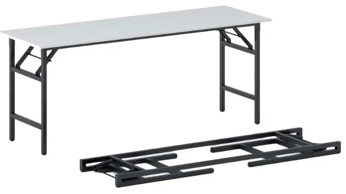 Konferenčný stôl FAST READY s čiernou podnožou 1700 x 500 x 750 mm, biela