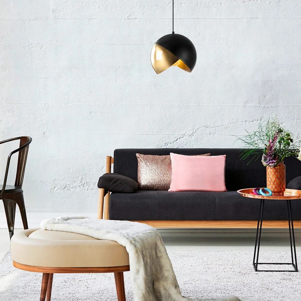 Závesné svietidlo v čierno-bronzovej farbe s kovovým tienidlom ø 30 cm Pacman – Opviq lights