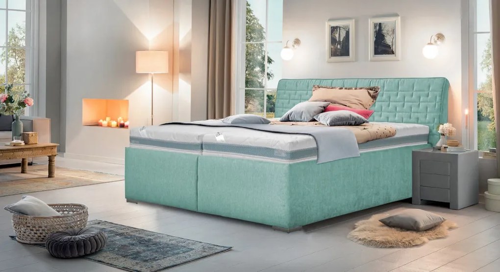 Posteľ Rita 180x200 cm, aqua modro-zelená látka