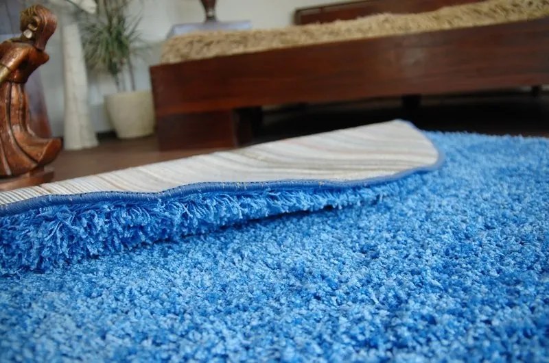Guľatý koberec SHAGGY HIZA 5 cm modrý