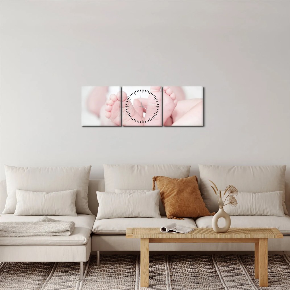 Obraz detských nožičiek (s hodinami) (90x30 cm)