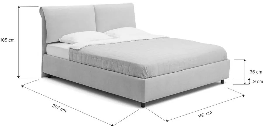 Modrá čalúnená dvojlôžková posteľ s úložným priestorom s roštom 160x200 cm Myra Pillow – Bonami Selection