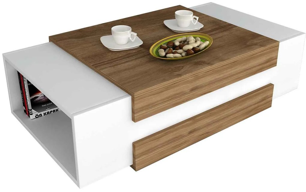 Dizajnový konferenčný stolík Abelina 110 cm orech biely