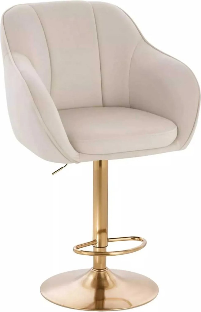 LuxuryForm DESIGN Barová stolička AVOLA VELUR na zlatom tanieri - krémová