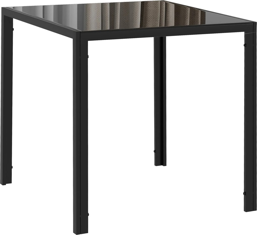 HOMCOM jedálenský stôl 75 x 75 cm, štvorec pre 4 osoby, jedálenský stôl s tvrdeným skleneným vrchom a kovovými nohami, moderný stôl do kuchyne, jedáln
