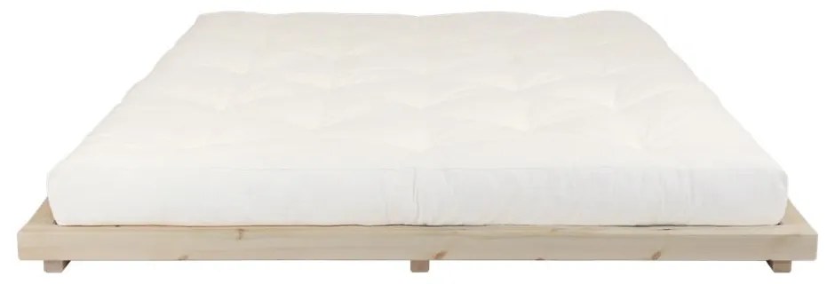 Dvojlôžková posteľ z borovicového dreva s matracom Karup Design Dock Double Latex Natural Clear/Natural, 160 × 200 cm