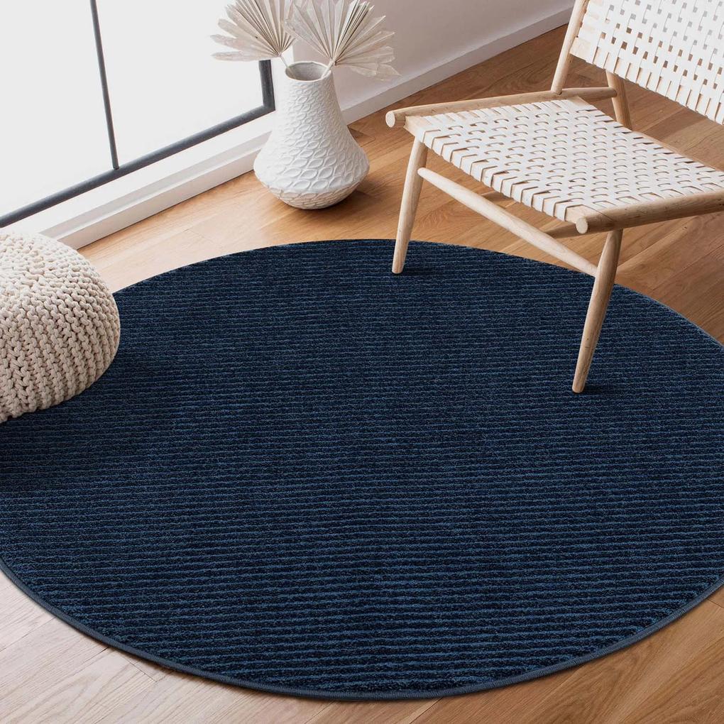 Dekorstudio Okrúhly jednofarebný koberec FANCY 900 - tmavo modrý Priemer koberca: 200cm