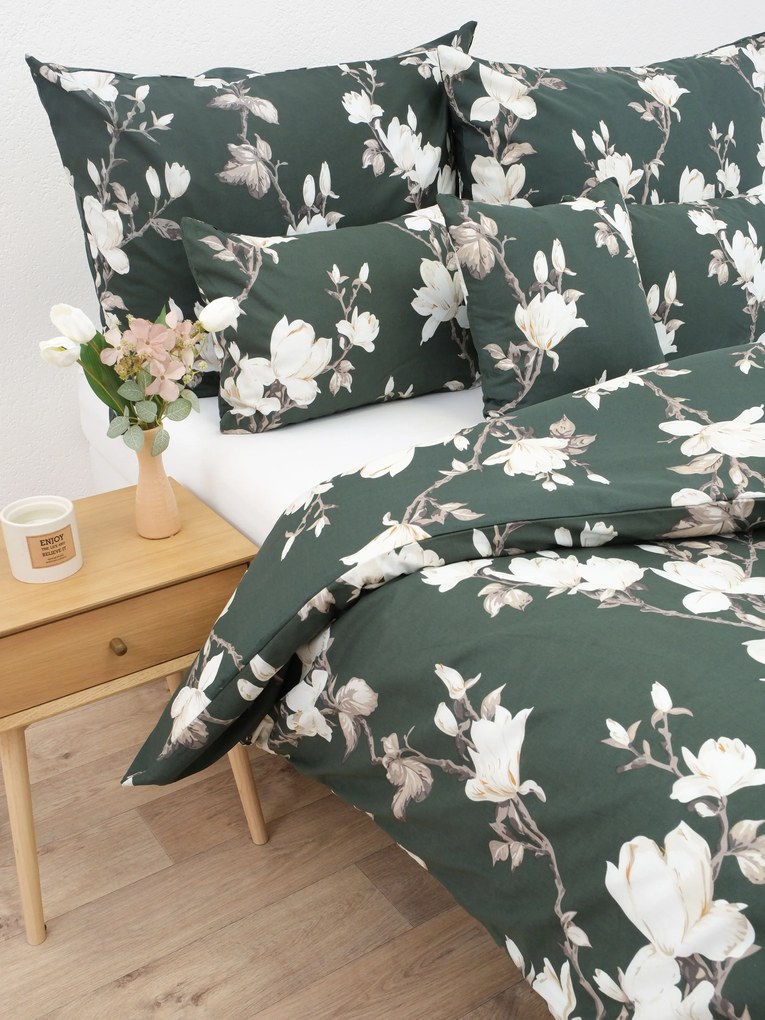 Bavlnené obliečky Renforcé - Johari tmavo zelené