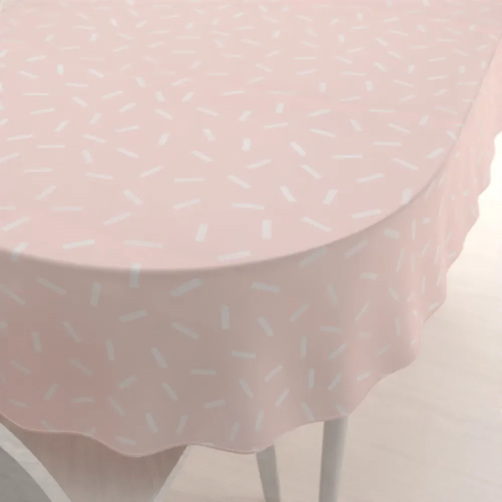 Biante Dekoračný oválny obrus PM-062 Konfety na pastelovo lososovom 120x140 cm