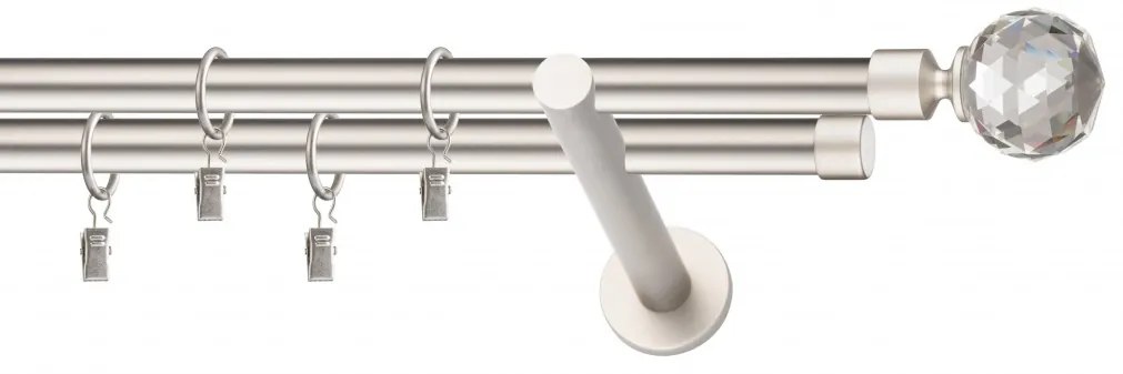 Dekorstudio Chrómová matná dvojradová garniža CRYSTAL 19mm Dĺžka: 120cm, Typ uchytenia: Držiak dvojitý modern, Typ príslušenstva: Bez príslušenstva