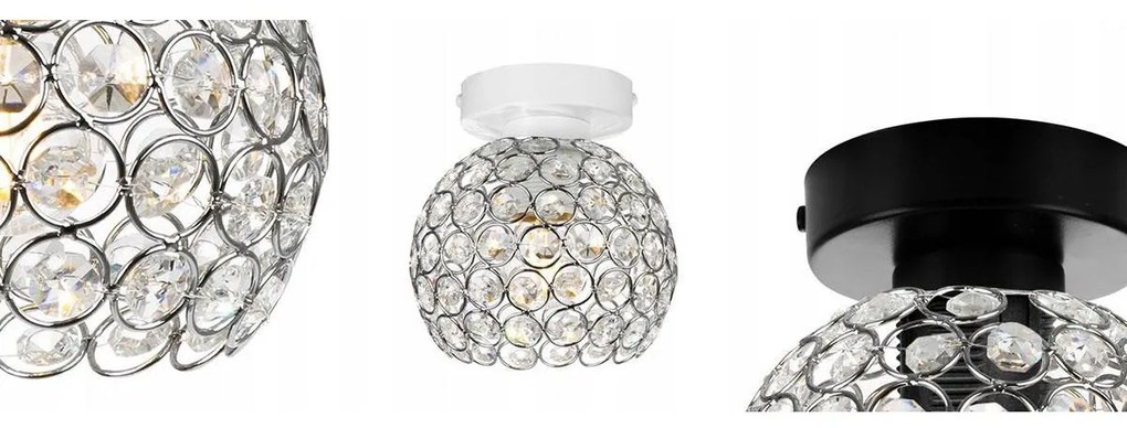 Stropné svietidlo Crystal, 1x strieborné krištáľové tienidlo, (výber z 2 farieb konštrukcie)