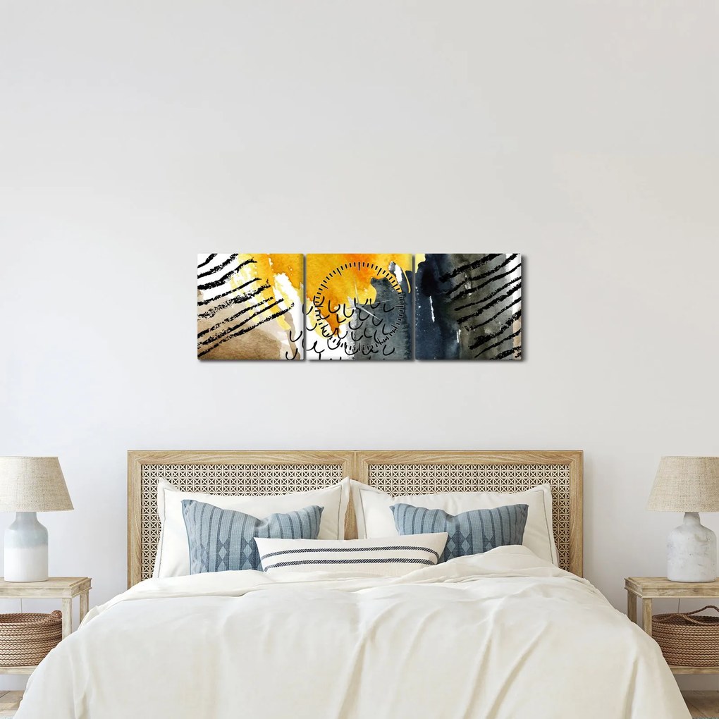 Obraz - Abstraktný akvarel (s hodinami) (90x30 cm)