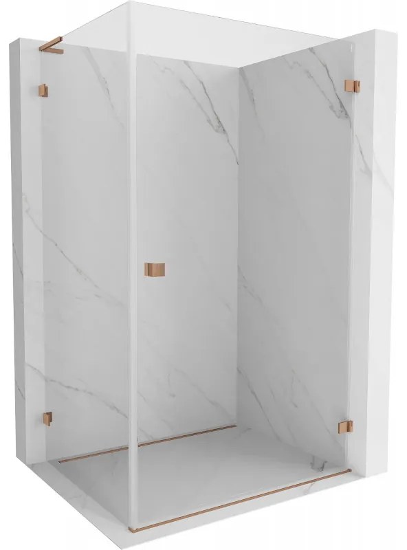 Mexen Lunar-B L výklopný sprchový kút pravý 80 x 70 cm, číre sklo, medená matná, 832L-080-070-65-00-P