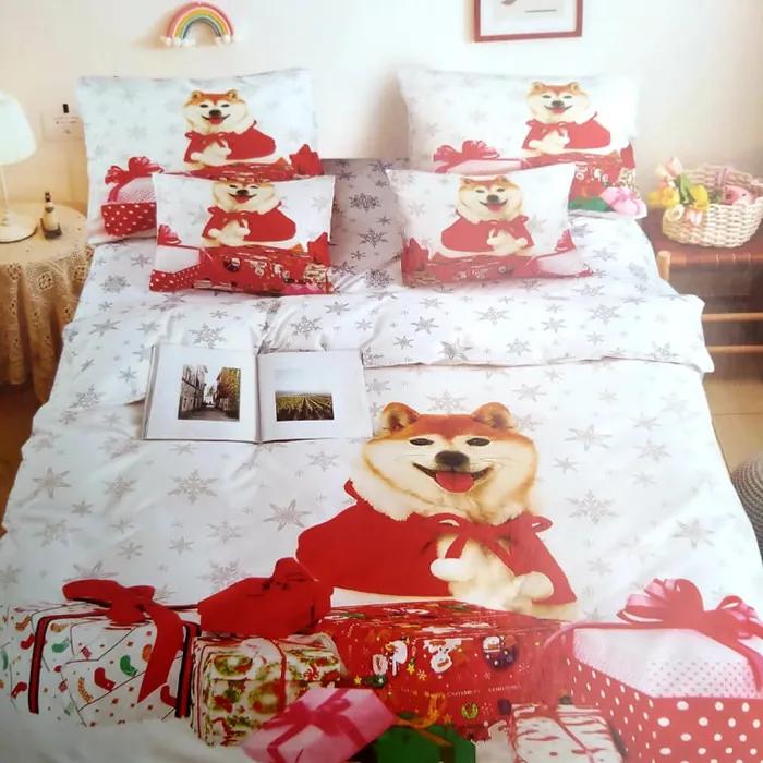 HOD Vianočné posteľné obliečky CHRISTMAS DOG 1 3 set 140x200cm