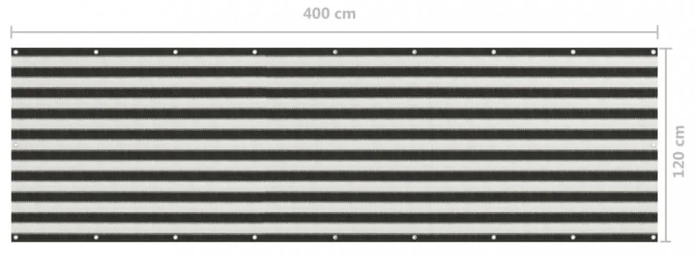 Balkónová zástena HDPE antracit / biela Dekorhome 120x400 cm