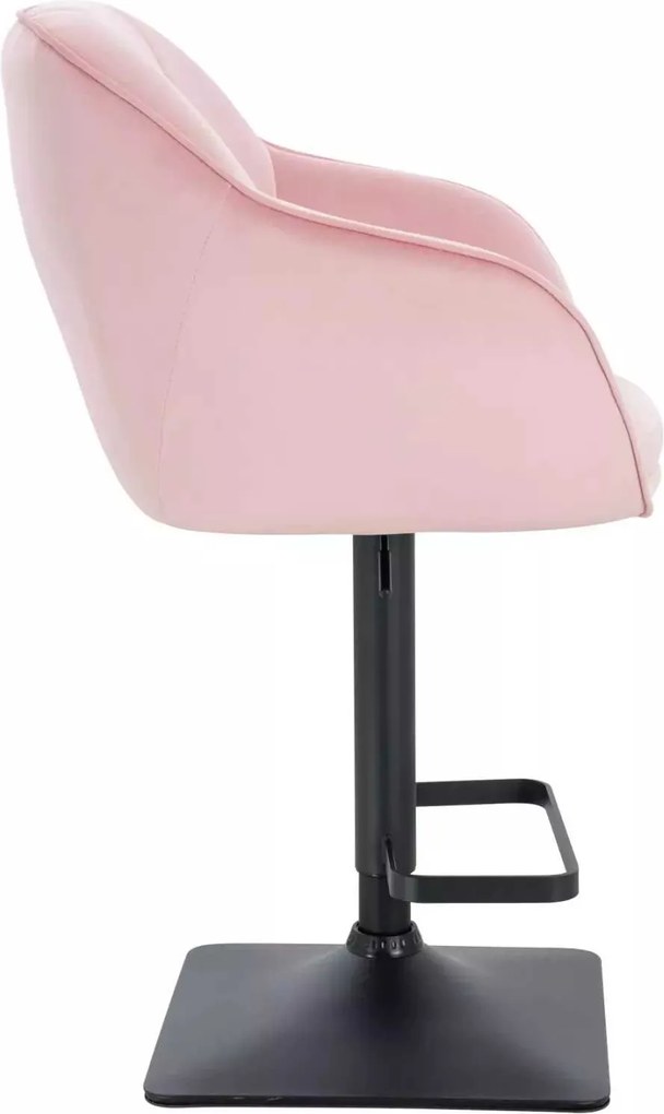 LuxuryForm DESIGN Barová stolička AVOLA VELUR na čiernej hranatej podstave - svetlo ružová