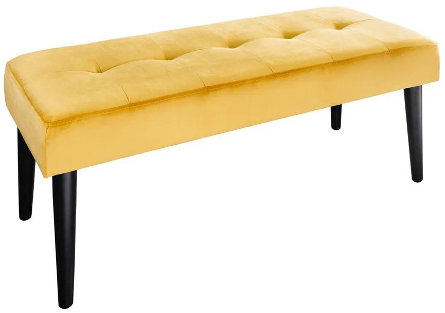 Invicta Interior - Elegantná lavica BOUTIQUE 95 cm, horčicovo žltá, zamat