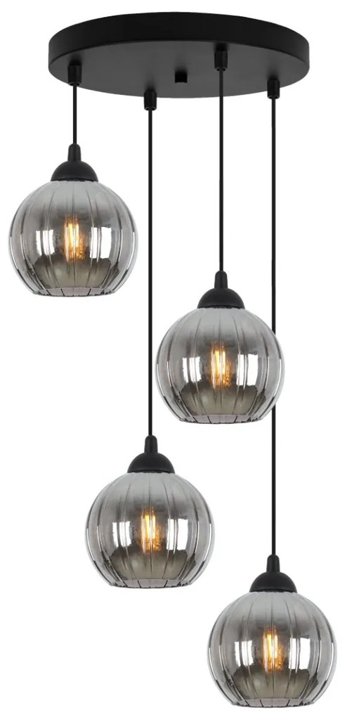 Závesné svietidlo Costa, 4x grafitové sklenené tienidlo, b, o