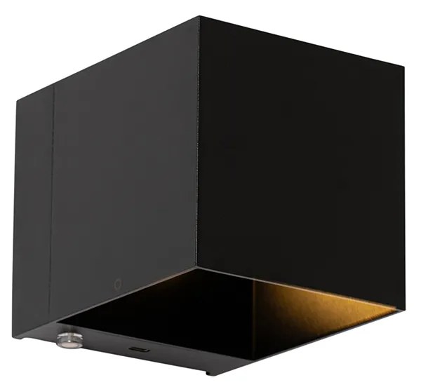 Sada 2 nástenných svietidiel čiernych so stmievačom nabíjateľných - Joris