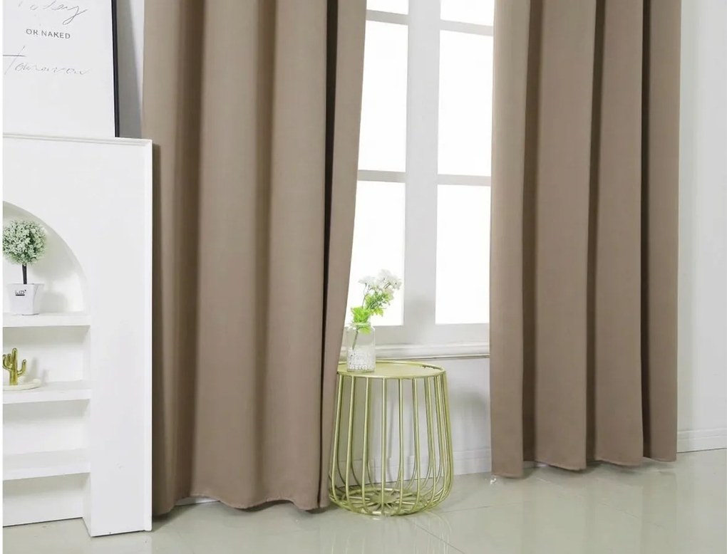 Béžový záves OXFORD 140x250 cm Zavesenie: Kovové krúžky