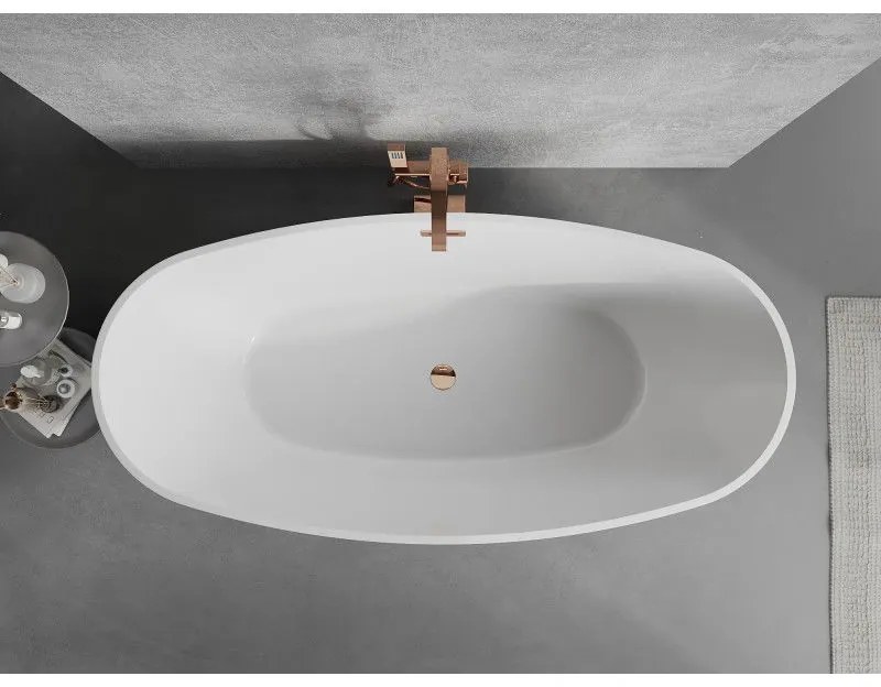 Mexen Lira, voľne stojaca vaňa, vzor, 170 x 80 cm, biela-čierna, ružové zlato prepad, 52831708075-60