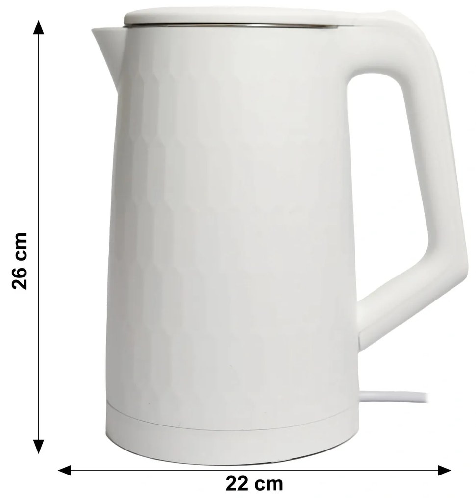 Bauerkraft Bezdrôtová cestovná rýchlovarná kanvica 1500 W 1,8 l otočná biela