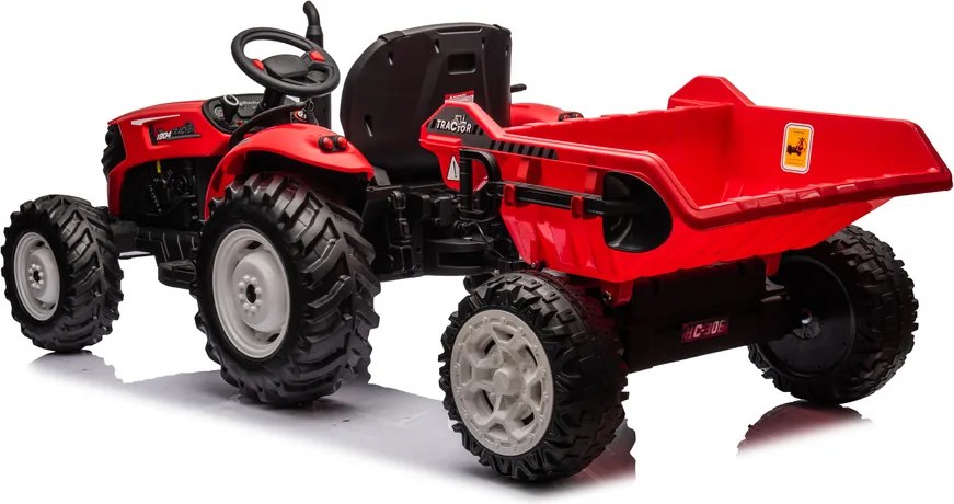 LEAN CARS Elektrický traktor na batérie HC-306 s prívesom 24V červený