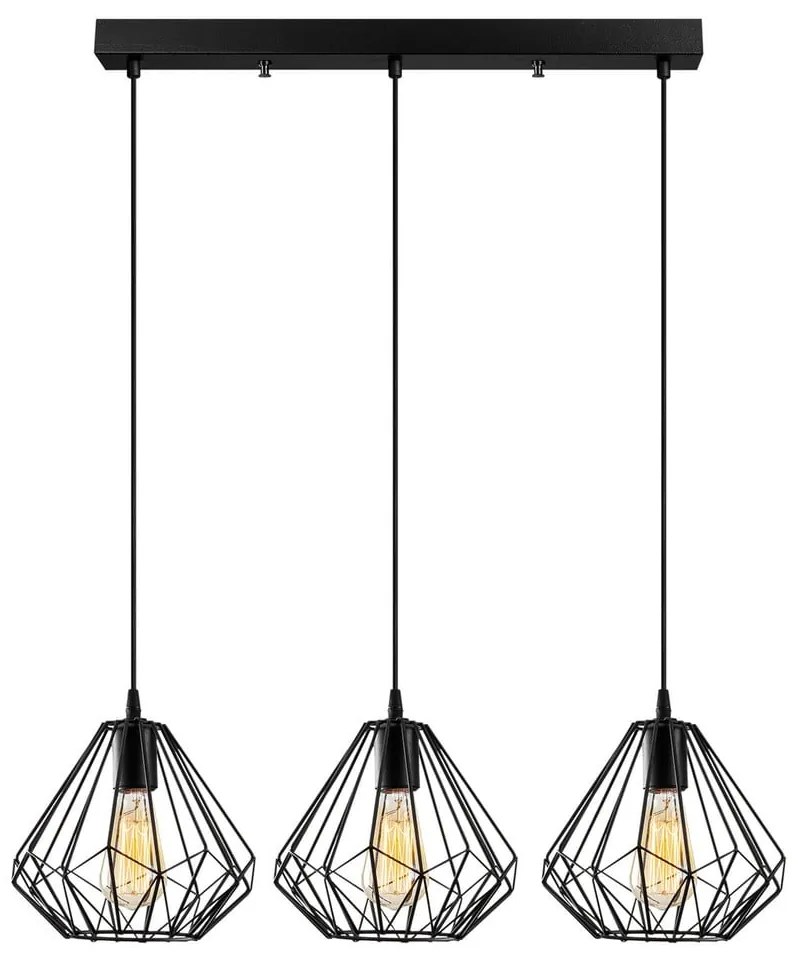 Čierne závesné svietidlo s kovovým tienidlom Diamond – Opviq lights