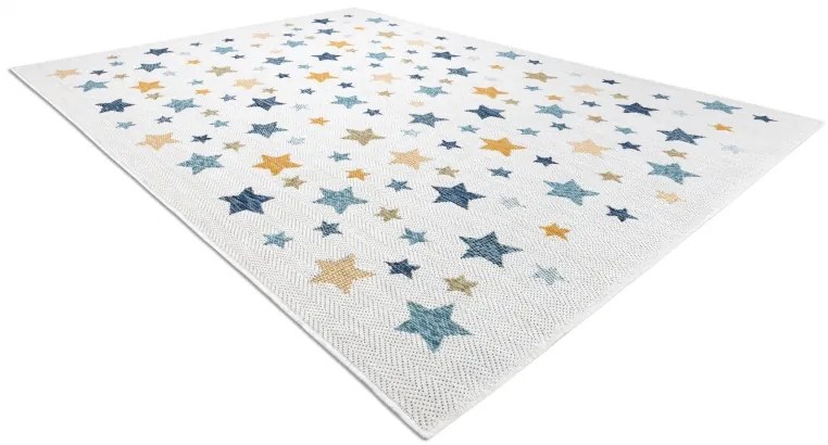 Koberec SISAL COOPER hviezdy 22260 ecru / tmavo modrý