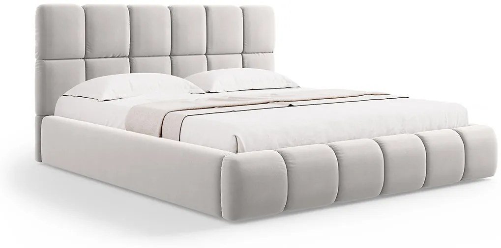 Micadoni Bellis moderná posteľ - Strieborná, Zamat, 140 cm