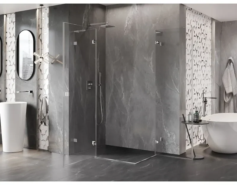 Mexen Lunar L Duo výklopný sprchový kút 95 x 75 cm, 8mm číre sklo, chrómový profil, 834L-095L-075P-01-00